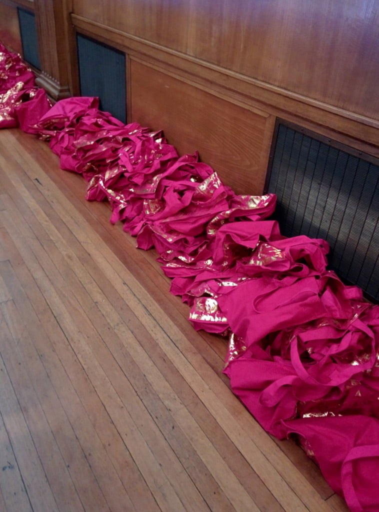 Getting the goodie bags ready
